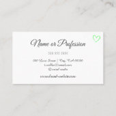 Carte De Visite Coeur vert vif Chic Drives Élégante Calligraphie (Dos)