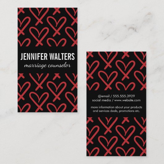 Carte De Visite Coeurs (Devant / Derrière)