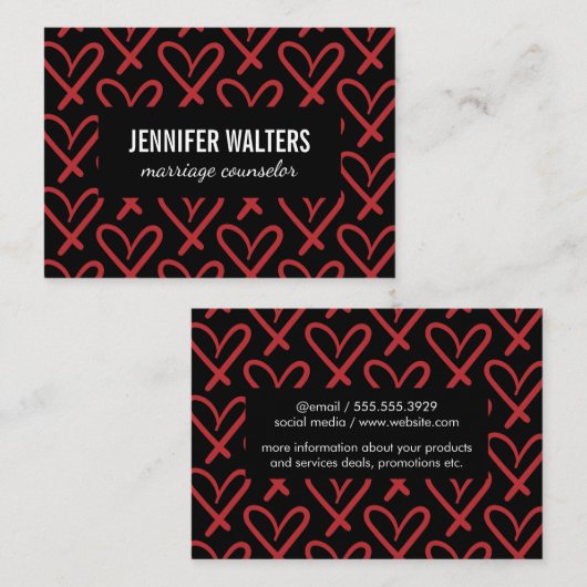 Carte De Visite Coeurs (Devant / Derrière)