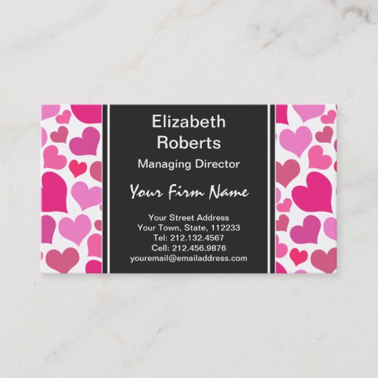 Carte De Visite Coeurs assez roses pour Bachelorette ou jeune (Devant)