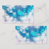 CARTE DE VISITE COEURS BLANC BLEU COUCHES BOKEH DIGITAL PAPIER (Devant / Derrière)