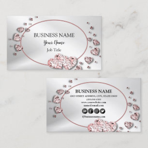 Carte De Visite Coeurs brillants rose professionnel géométrique
