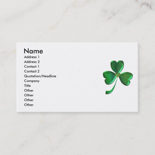Carte De Visite Coeurs chanceux 1 de shamrock (Devant)