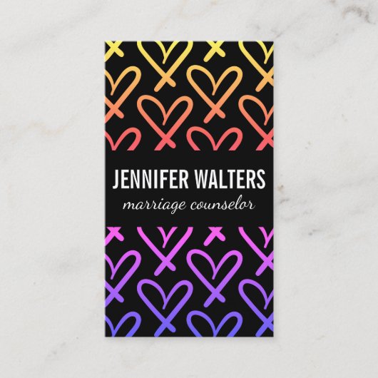 Carte De Visite Cœurs | Coloré (Devant)