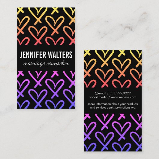 Carte De Visite Cœurs | Coloré (Devant / Derrière)