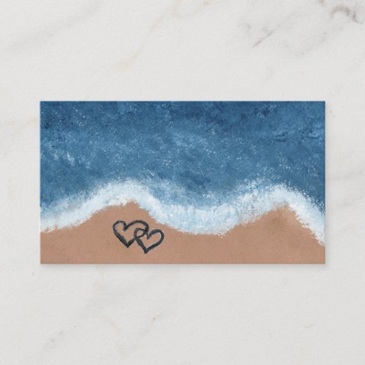 Carte De Visite Cœurs dans le Sable (Devant)