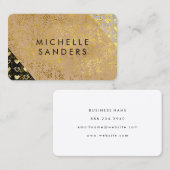 Carte De Visite Coeurs de blocs de couleur et éclaboussés d'or (Devant / Derrière)