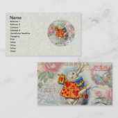 Carte De Visite Cœurs de Lapin Blanc Alice Classique (Devant / Derrière)