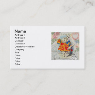 Carte De Visite Cœurs de Lapin Blanc Alice Classique
