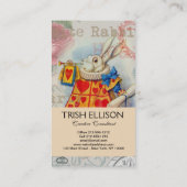 Carte De Visite Cœurs de Lapin Blanc Alice Classique (Dos)