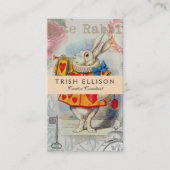 Carte De Visite Cœurs de Lapin Blanc Alice Classique (Devant)