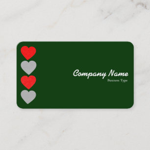 Carte De Visite Cœurs de Papier 01 - Blanc sur Vert Foncé