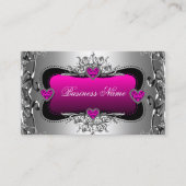 Carte De Visite Coeurs d'image Diamond en Argent Rose Chaud Élégan (Devant)