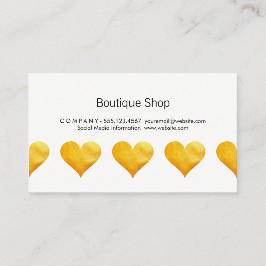 Carte De Visite Coeurs d'or mignons (Dos)