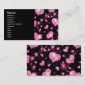 Carte De Visite Coeurs élégants de parties scintillantes de rose (Devant / Derrière)