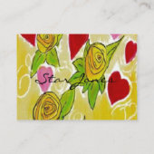 Carte De Visite Coeurs et fleurs jaunes et rouges (Dos)