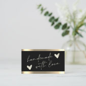 Carte De Visite Coeurs faits main Gold Stripe Noir (Debout devant)