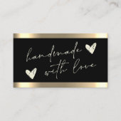 Carte De Visite Coeurs faits main Gold Stripe Noir (Devant)