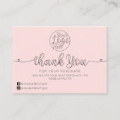 Carte De Visite Coeurs manuscrits simples rose Merci client (Devant)