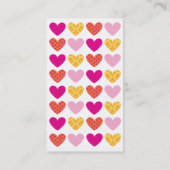 Carte De Visite COEURS MODERNES motif damassé rose vif jaune (Dos)