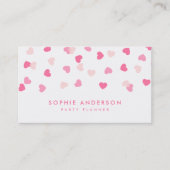 Carte De Visite Coeurs roses éparpillés Confetti (Devant)