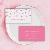Coeurs roses éparpillés Confetti médias sociaux