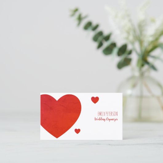 Carte De Visite Coeurs rouges (Debout devant)