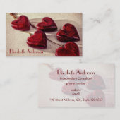 Carte De Visite Coeurs rouges en bois liés ensemble sur une chaîne (Devant / Derrière)