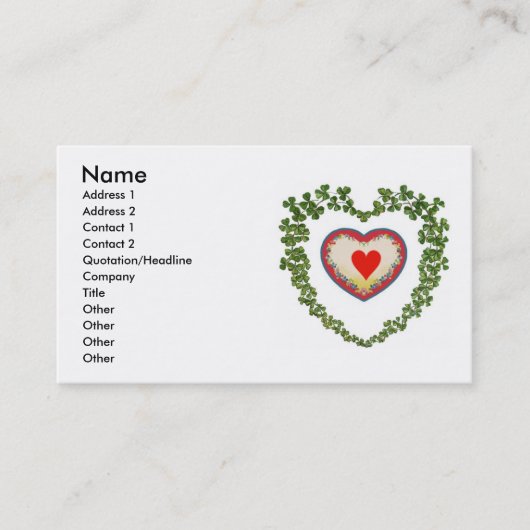 Carte de visite Coeurs shamrocks (Devant)