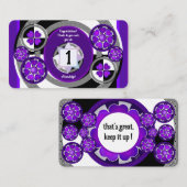 Carte De Visite Coeurs violets B&W battants (Devant / Derrière)