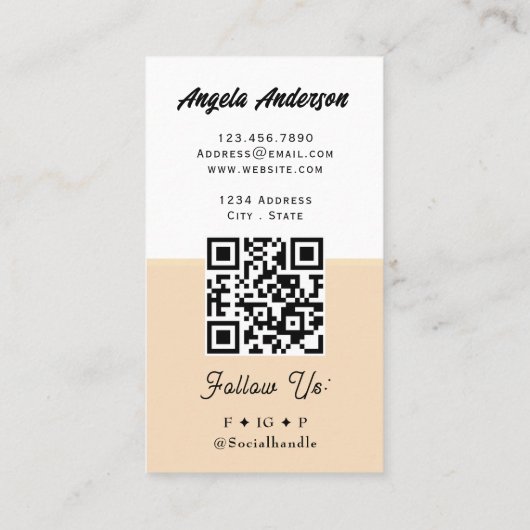 Carte De Visite Coffee Breakfast Theme QR Code and Website (Dos)