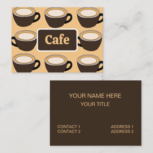Carte De Visite Coffee Cup Pattern Cafe (Devant / Derrière)