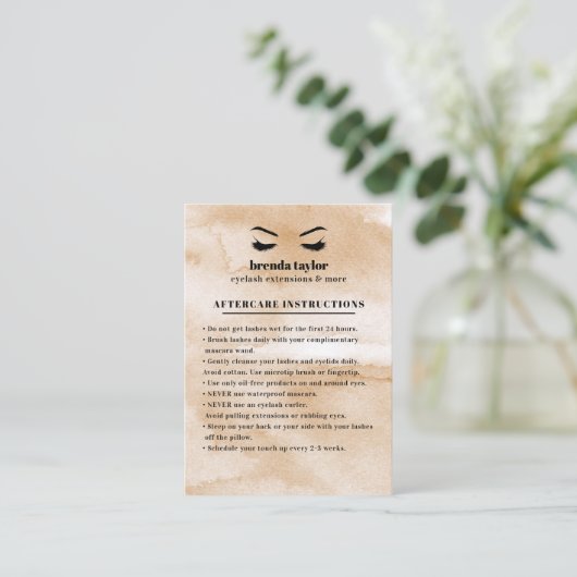 Carte De Visite Coffee Glam Eyelash Browbar Instructions pour les  (Debout devant)
