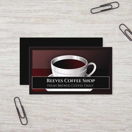 Carte De Visite Coffee Shop Cafe Business Card (Devant/Arrière en situation)