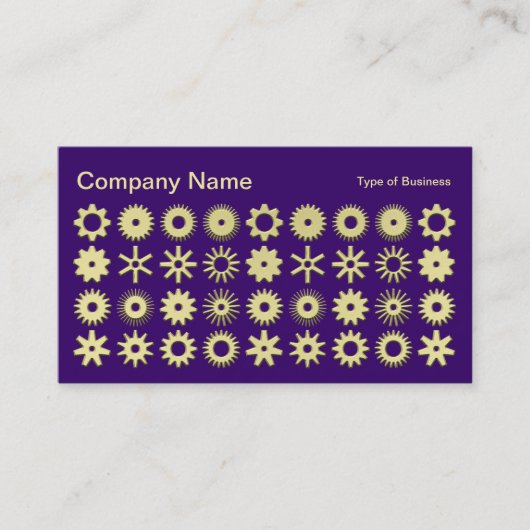 Carte De Visite Cogs - 3d couleur or avec violet profond (Devant)