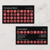 Carte De Visite Cogs - rose tropicale sur noir (Devant / Derrière)