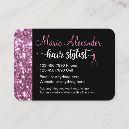 Carte De Visite Coiffeur à la mode et étincelant (Devant)