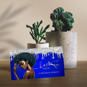 Carte De Visite Coiffeur Afro-Américain Gouttes de Paillettes Arge