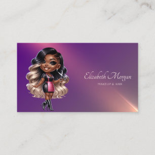 Carte De Visite Coiffeur Afro-Américain Professionnel Violet