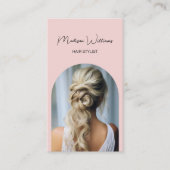Carte De Visite Coiffeur Arche Photo Moderne Rose (Devant)
