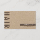Carte De Visite Coiffeur Barbier Kraft Rustique Simple (Devant)