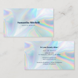 Carte De Visite Coiffeur Beautician Moderne Maquillage Holographiq