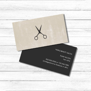 Carte De Visite Coiffeur beige noir élégant de ciseaux de Modern