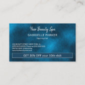 Carte De Visite Coiffeur blanc et bleu moderne punch de fidélité (Dos)