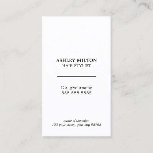 Carte De Visite Coiffeur blanc Rose simple et élégant (Dos)