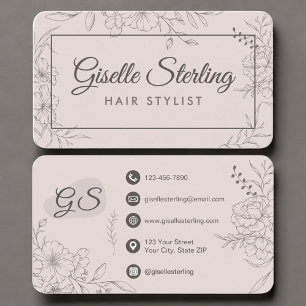 Carte De Visite Coiffeur Blush Rose Floral