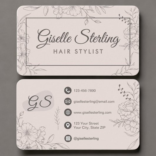 Carte De Visite Coiffeur Blush Rose Floral