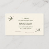 Carte De Visite Coiffeur Boho Vert Olive (Dos)
