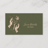 Carte De Visite Coiffeur Boho Vert Olive (Devant)