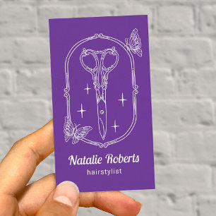 Carte De Visite Coiffeur Cheveux Violets Ciseaux Mignons & Salon P